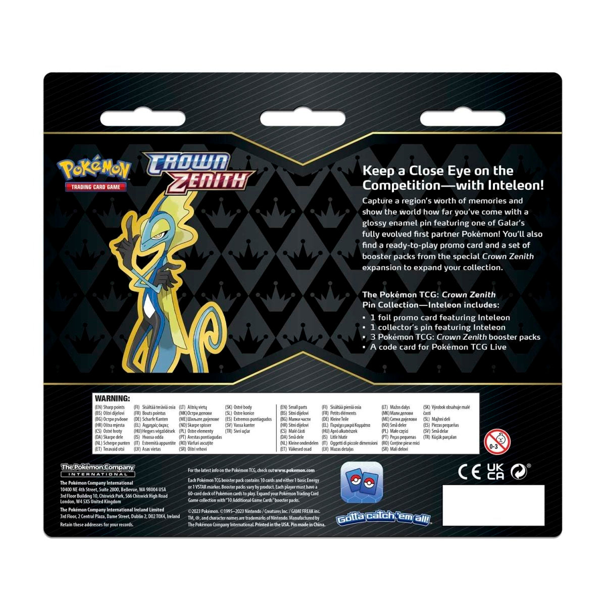 Pokémon TCG: Sword & Shield - Crown Zenith - Pin Collection Set