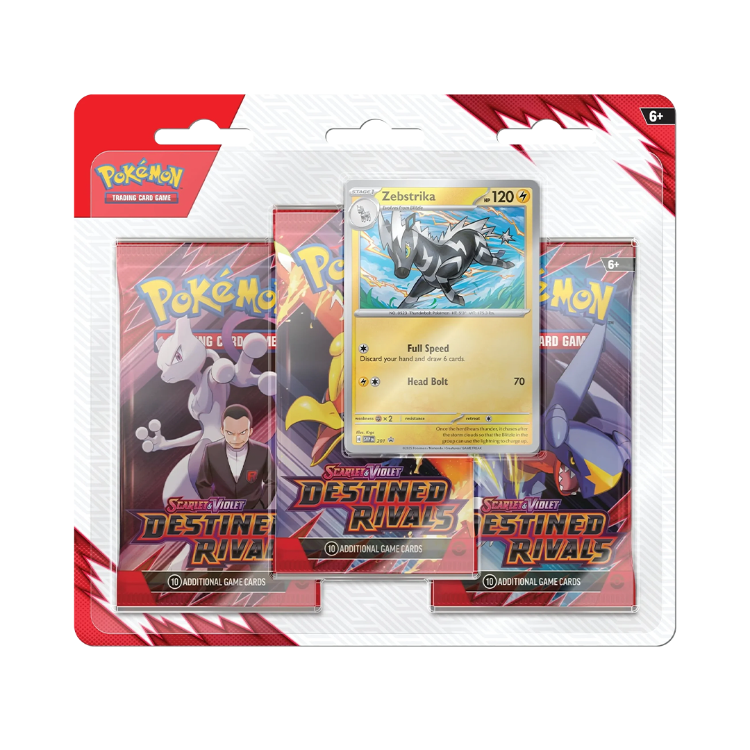 Pokemon TCG - Scarlet & Violet - Destined Rivals - 3-Pack Blister (Zebstrika)