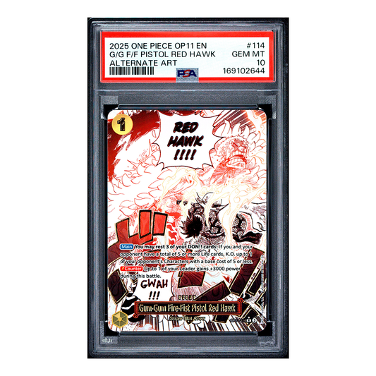 Gum-Gum Fire-Fist Pistol Red Hawk OP11-114 - A Fist of Divine Speed Alternate Art - PSA 10