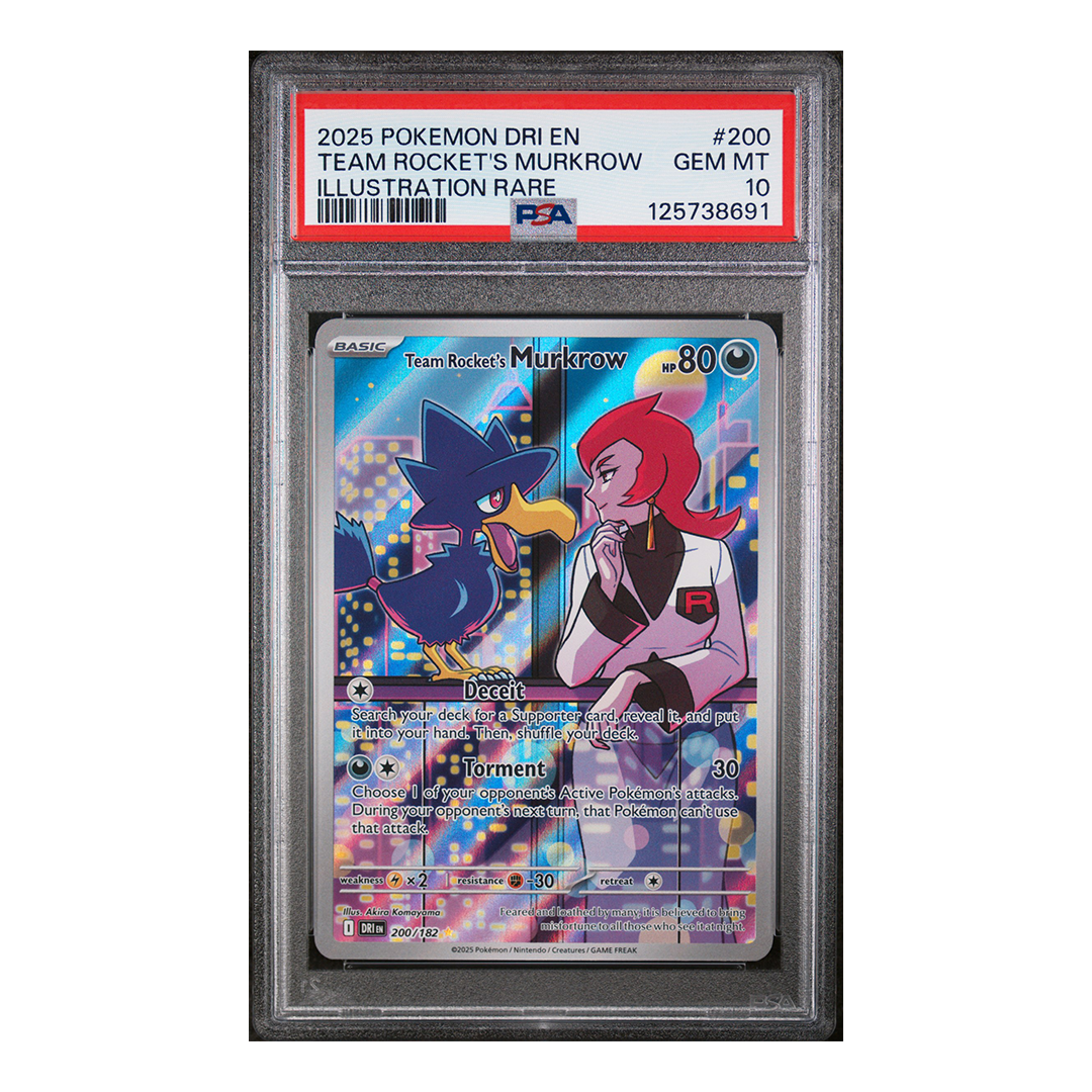 Team Rocket's Murkrow 200/182 - Destined Rivals Illustration Rare - PSA 10