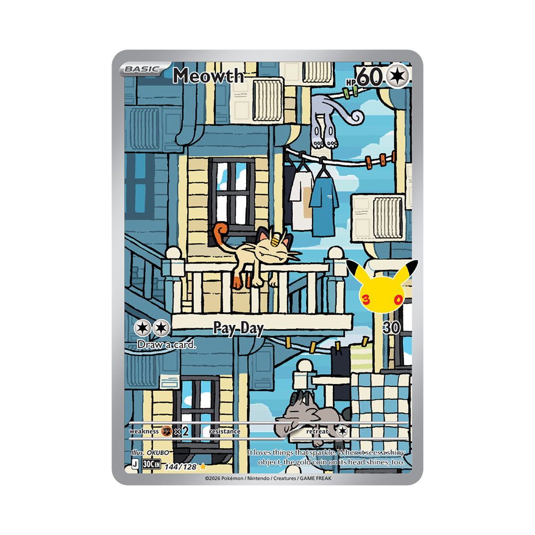 Meowth - 30th Celebration - Illustration Rare - 144/128
