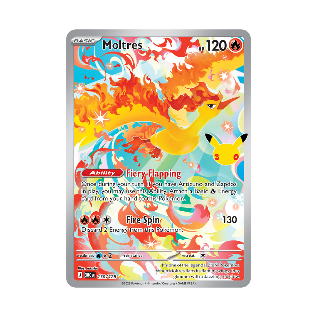 Moltres - 30th Celebration - Illustration Rare - 130/128