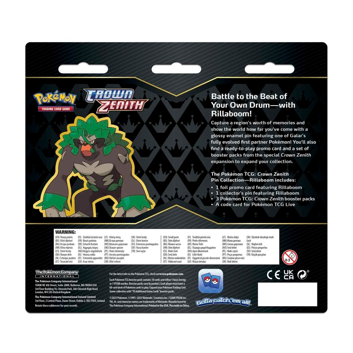 Pokémon TCG: Sword & Shield - Crown Zenith - Pin Collection Set