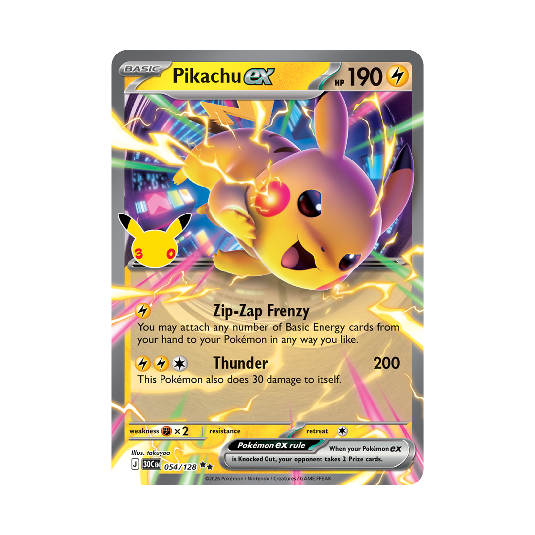Pikachu ex - 30th Celebration - Double Rare - 054/128