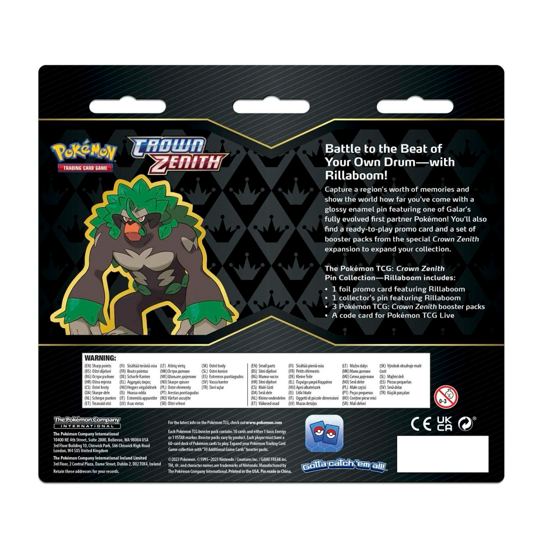 Pokemon TCG - Sword & Shield - Crown Zenith - Pin Collection - Rillaboom