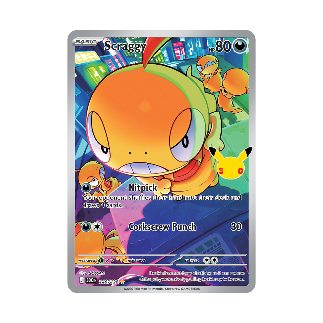 Scraggy - 30th Celebration - Illustration Rare - 140/128