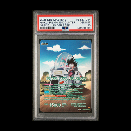 Son Goku & Bulma, First Encounter - History of Z - Special Leader Rare - BT27-044 - PSA 10