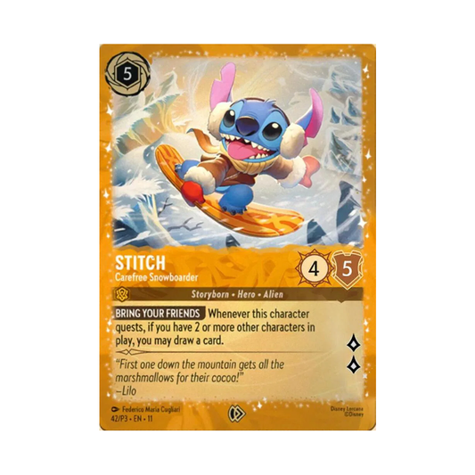 Stitch Carefree Snowboarder 42/P3 - Disney Lorcana Promo (Sealed)
