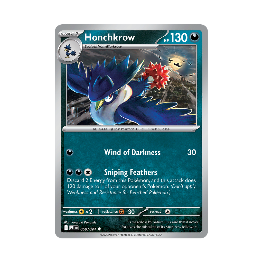 Honchkrow 058/094 Phantasmal Flames Pokémon card